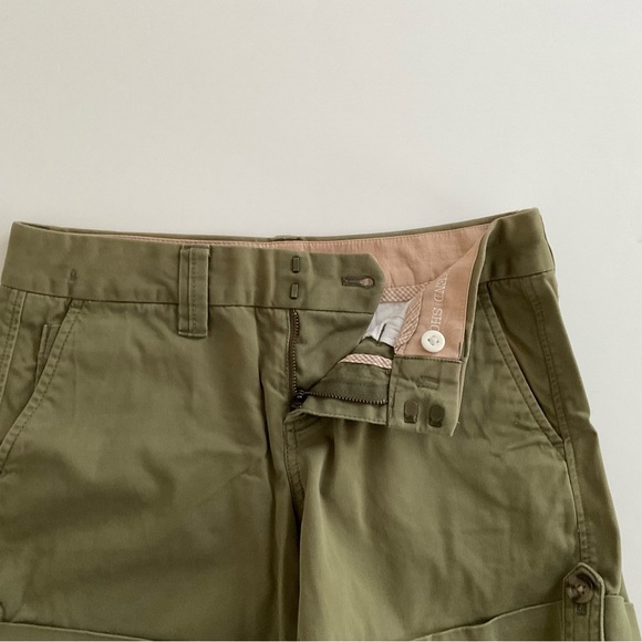 Banana Republic Roll Up Chino Short Sz 0 Olive Green Weekender Preppy - Picture 9 of 12
